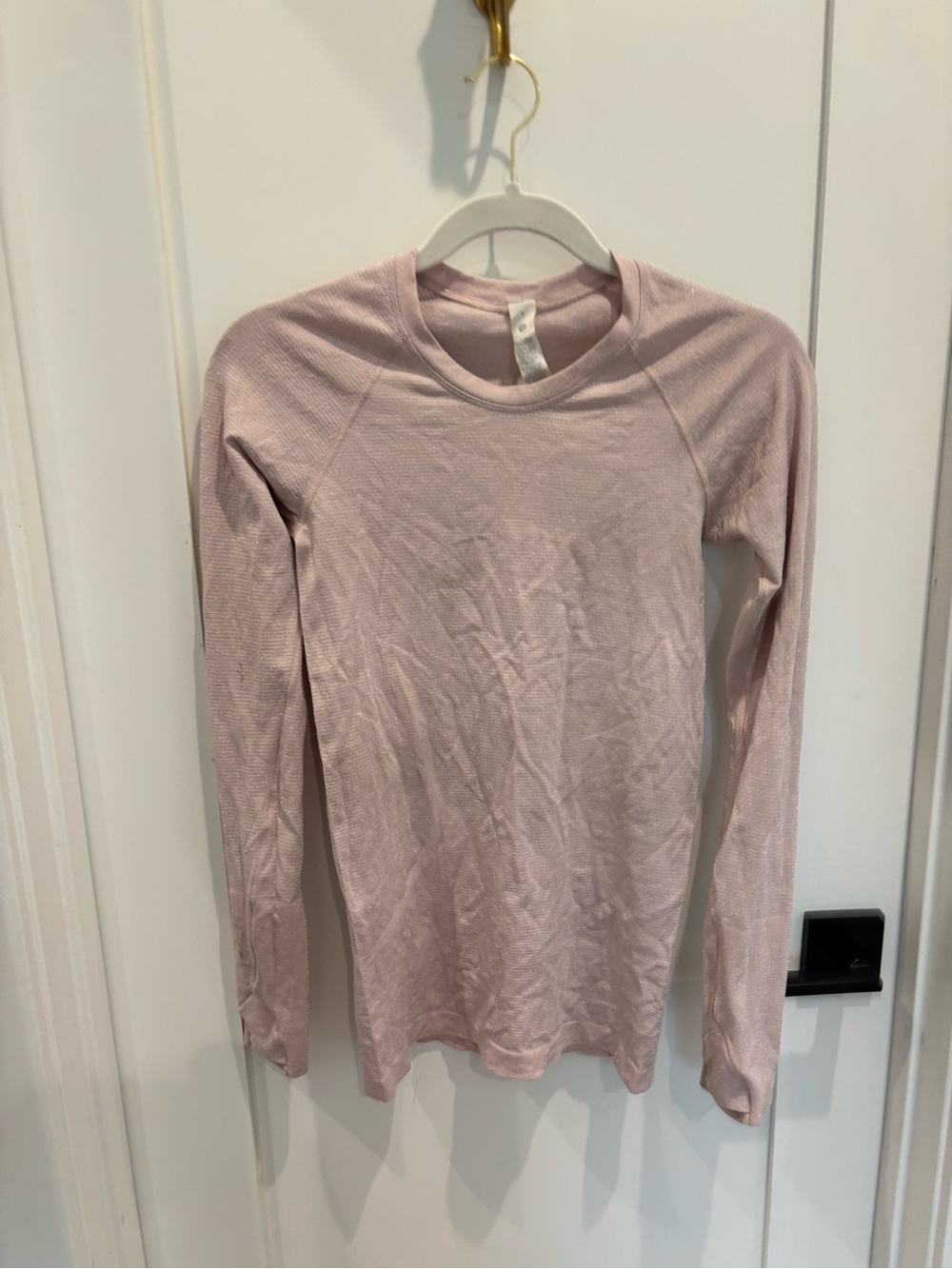 lululemon athletica Long Sleeve Crew Top in Light Pink Sparkles